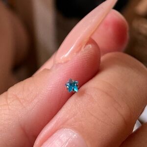925 Sterling Silver AQUA BLUE Star Gem Nose Stud ring ball bone style